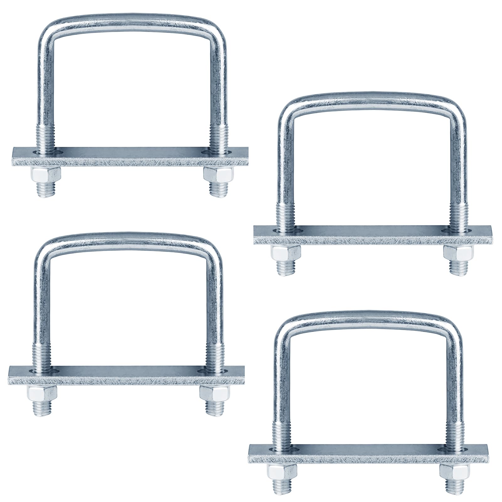 YIDU69Q 4 Pcs 4 Inch Wide Square U-Bolt for Trailer, 1/2" x 4" x 4-1/8", Electro-Galvanized Steel