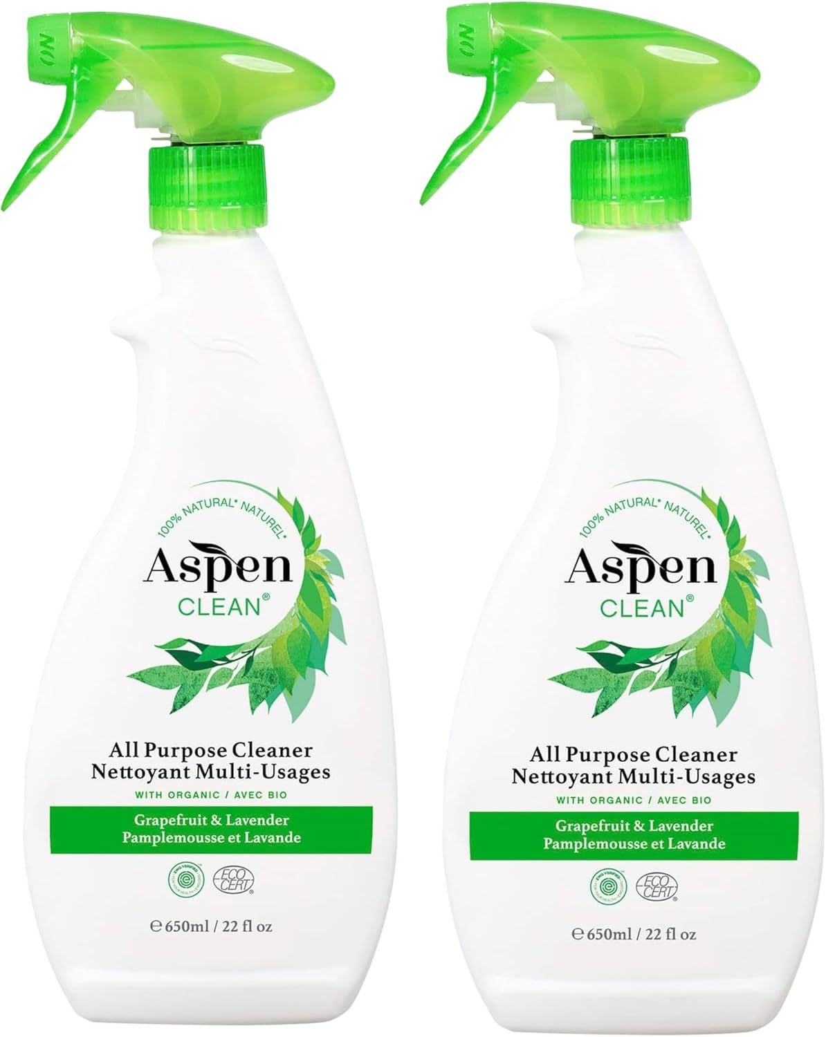 AspenClean | All-Purpose Spray Cleaner | Streak-Free Multi-Surface Cleaner with Essential Oils | Non - Toxic | 100% Natural | EWG Verified | Pack of 2