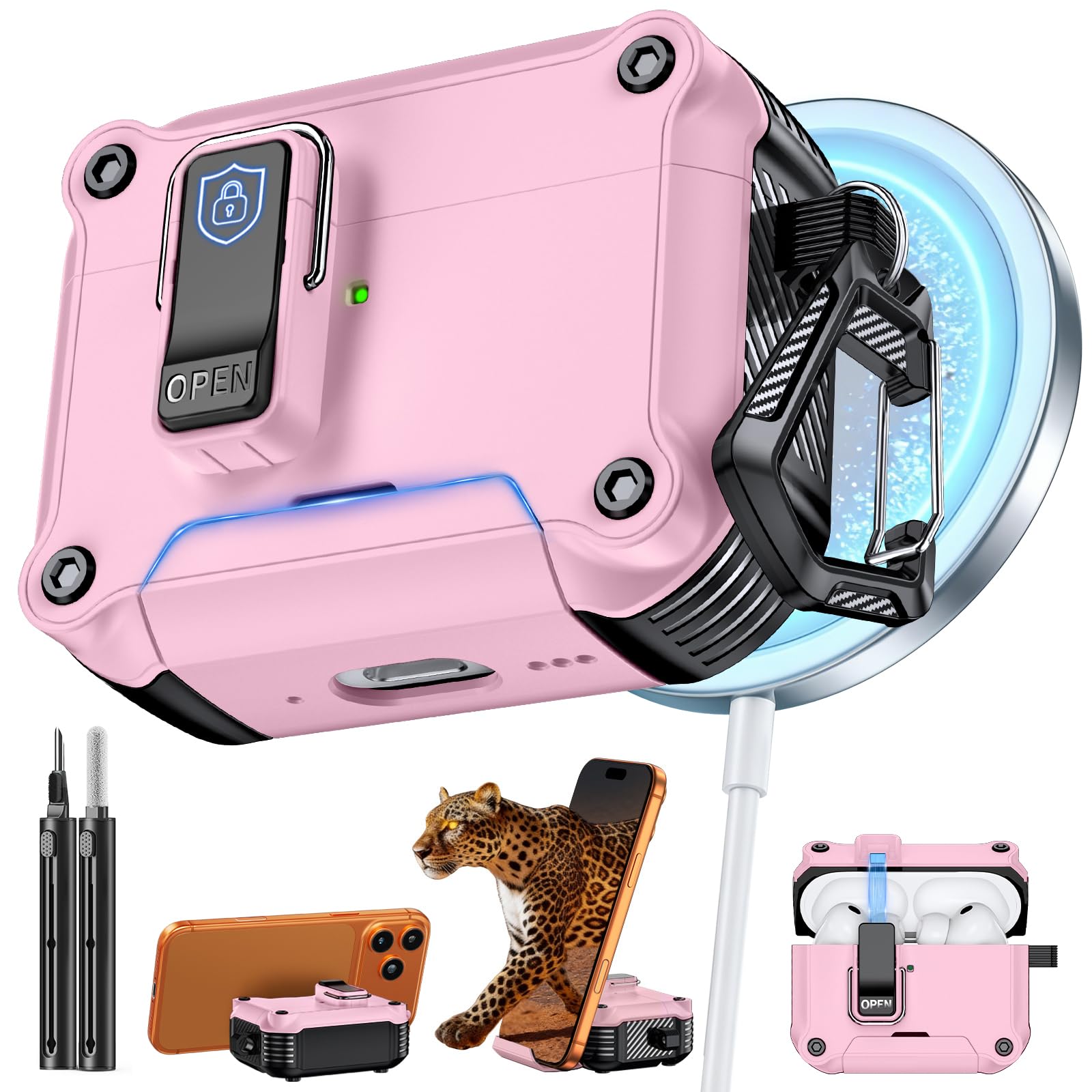 Inesore for AirPods Pro 3 Case with Secure Lock (Pink)