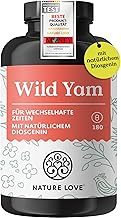 NATURE LOVE® Wild Yam Capsules - 180 Menopause Capsules Vegan - High Dose with 880 mg Extract (of which 176 mg Diosgenin) - Laboratory Tested, No Unwanted Additives and Produced in Germany