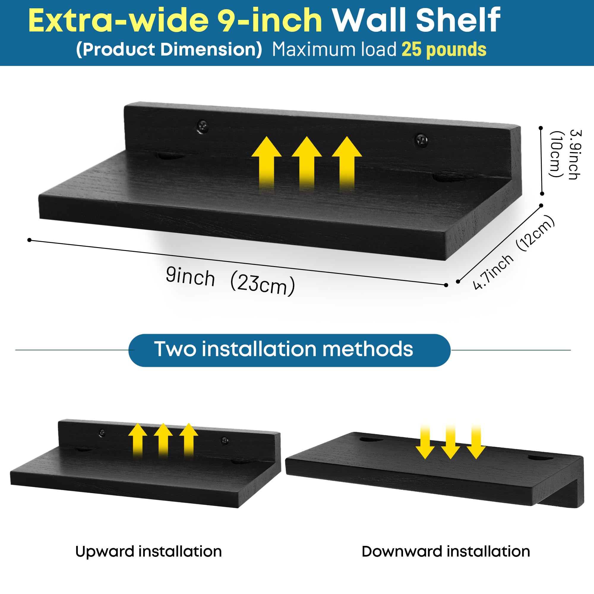 FURAOMEILI Small Floating Shelf for Wall,9 Inch Wall Mounted Shelf with Cord Hole,Small Display Shelves for Cameras Webcam - Image 3