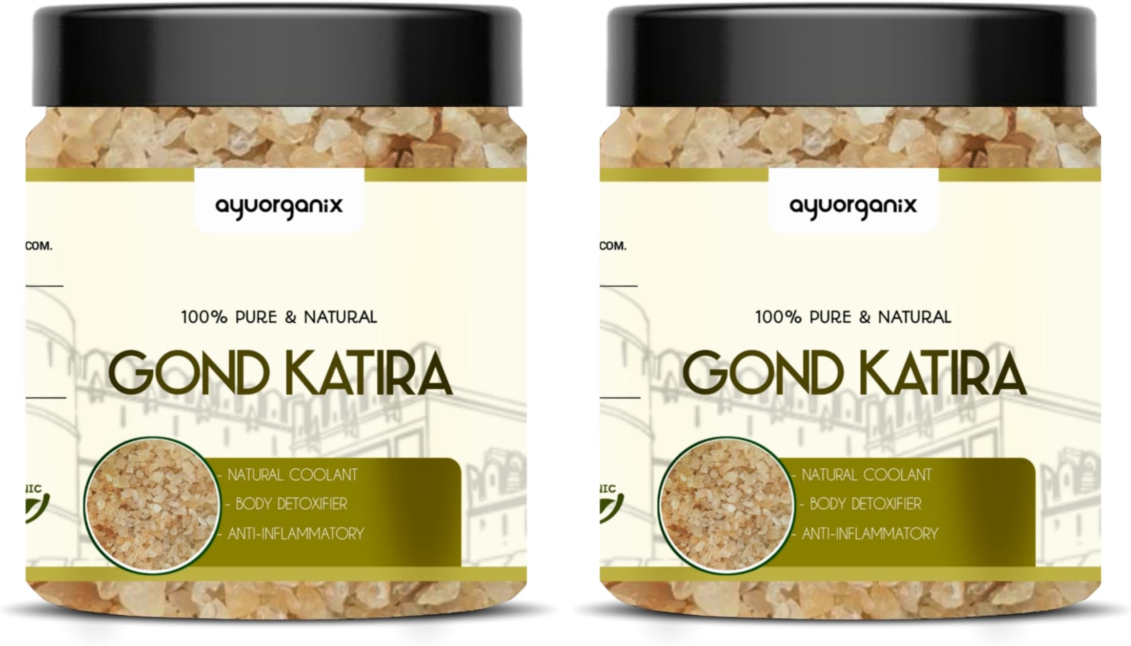 AYUORGANIX Gond Katira 300gm*2 – 100% Natural & Edible Tragacanth Gum | Ayurvedic Cooling Herb for Summer Drinks, Digestion & Skin Care | Organic Gond for Falooda, Sharbat & Weight Management
