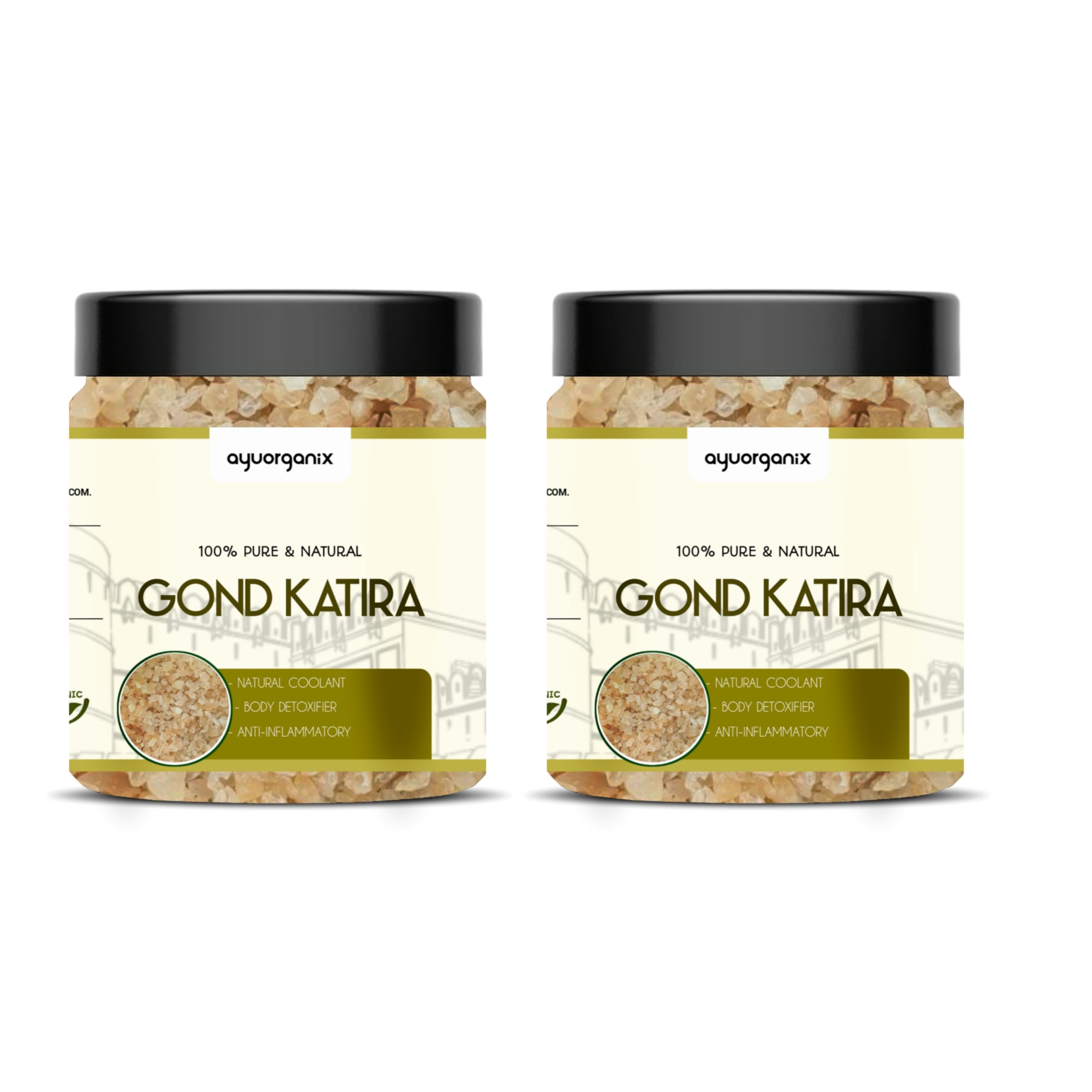 AYUORGANIX Gond Katira 300gm*2 – 100% Natural & Edible Tragacanth Gum | Ayurvedic Cooling Herb for Summer Drinks, Digestion & Skin Care | Organic Gond for Falooda, Sharbat & Weight Management