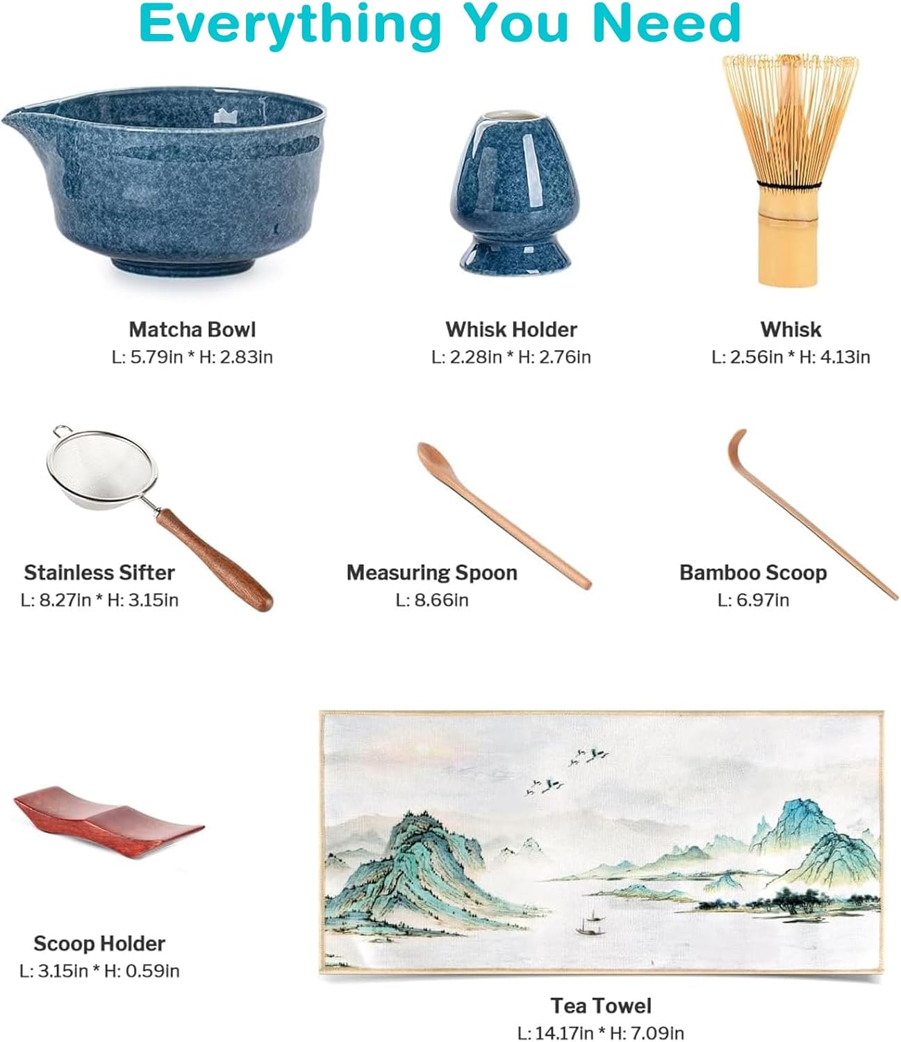 Premium Matcha Ceremony Set – Complete 9-Pcs Ritual Kit – Presented in Luxury Magnetic Gift Box, Perfect for Gifting or Self-Care (Gem Blue)