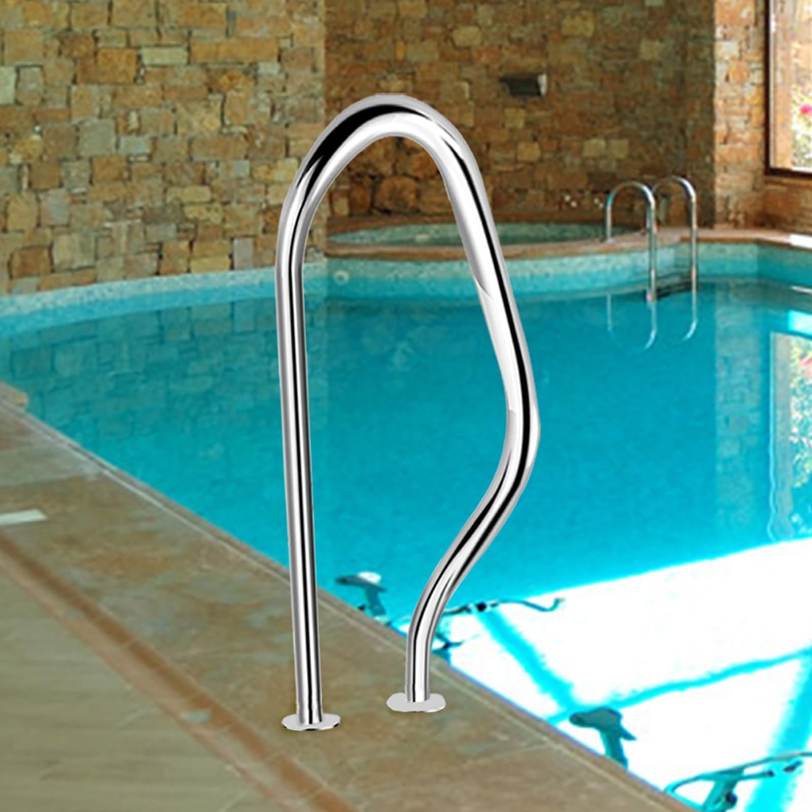 Barandillas De Piscina Pasamanos De Piscina Adecuados For Piscinas Subterráneas, Acero Inoxidable 304, Capacidad De Carga De 250 Libras, Pasamanos De Piscina Antioxidantes Plateados, Pasamanos De Pisc
