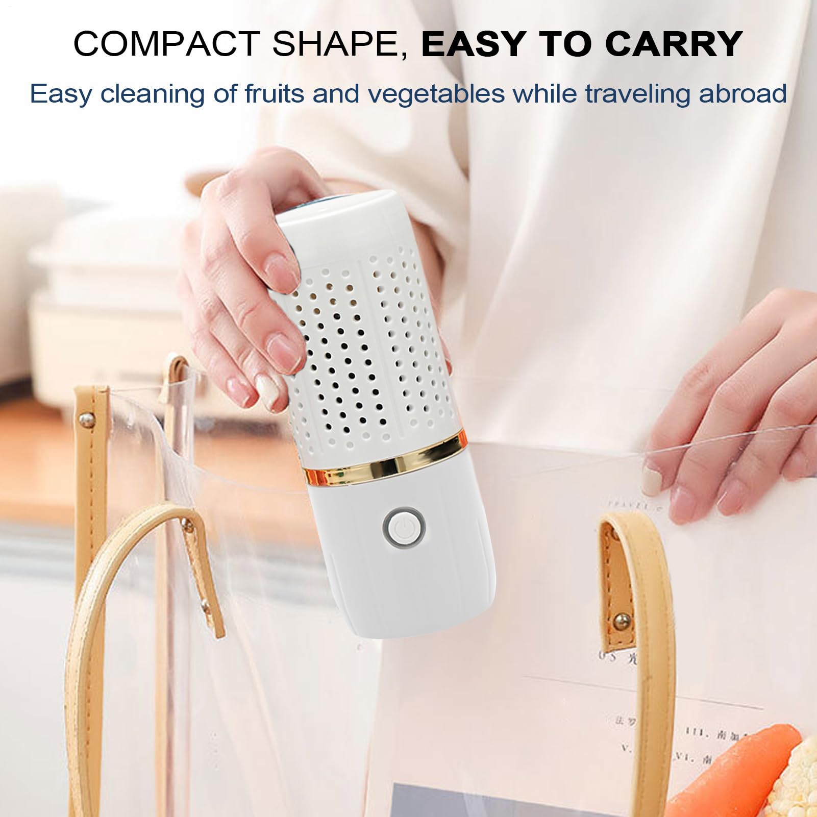 Fruit Washing Machine, USB Produce Cleaner, 3.86x3.86x6.1 Inches Cordless Food Purifier, Long Lasting Cleaning Device with Powerful Function for Cooking Kitchen Grain Preparation