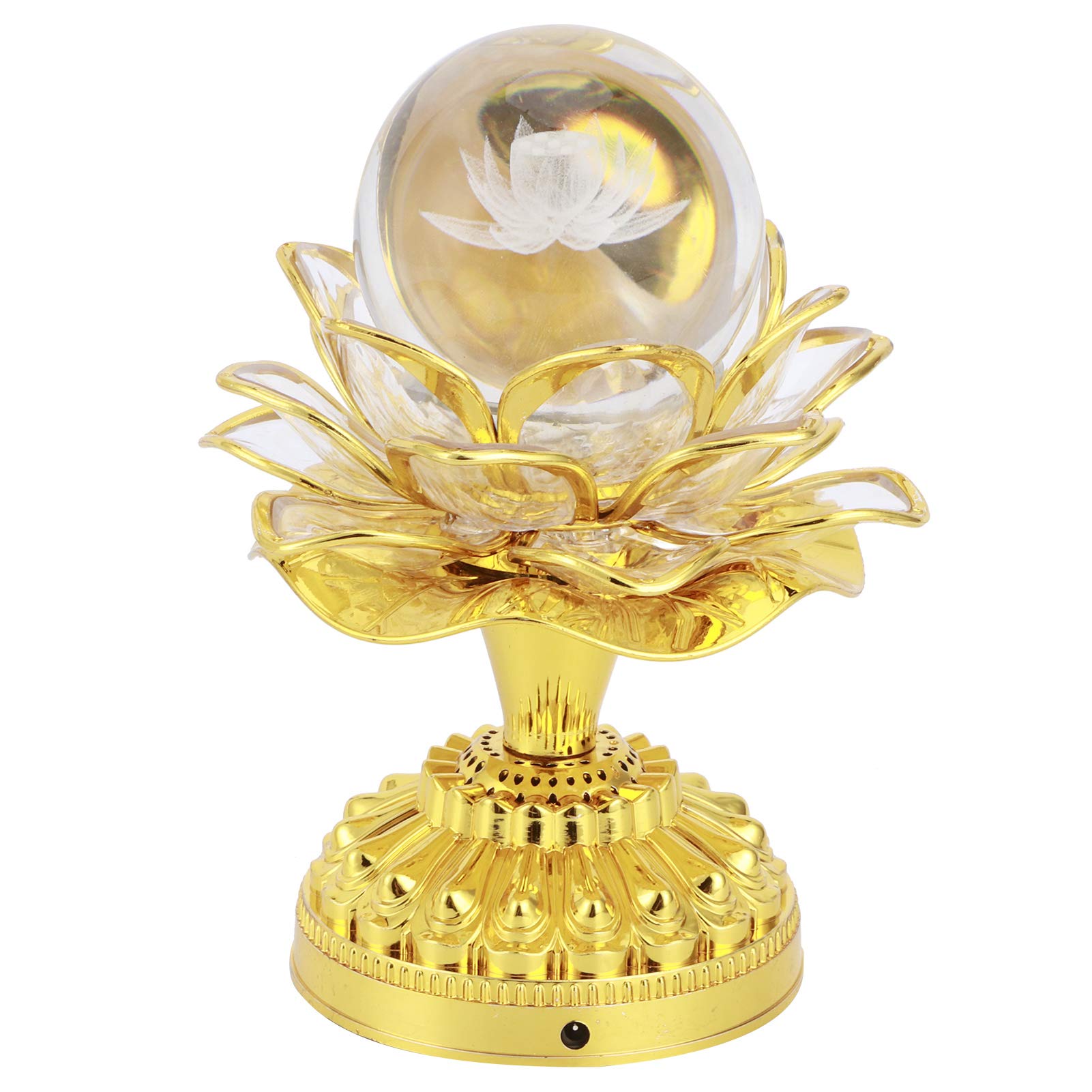 Jeanoko Crystal LED Lotus Flower Lamp, 7 Colour Crystal Buddha Lamp Sphere Ball, Cabinet Buddhist Altar Decor Night Light