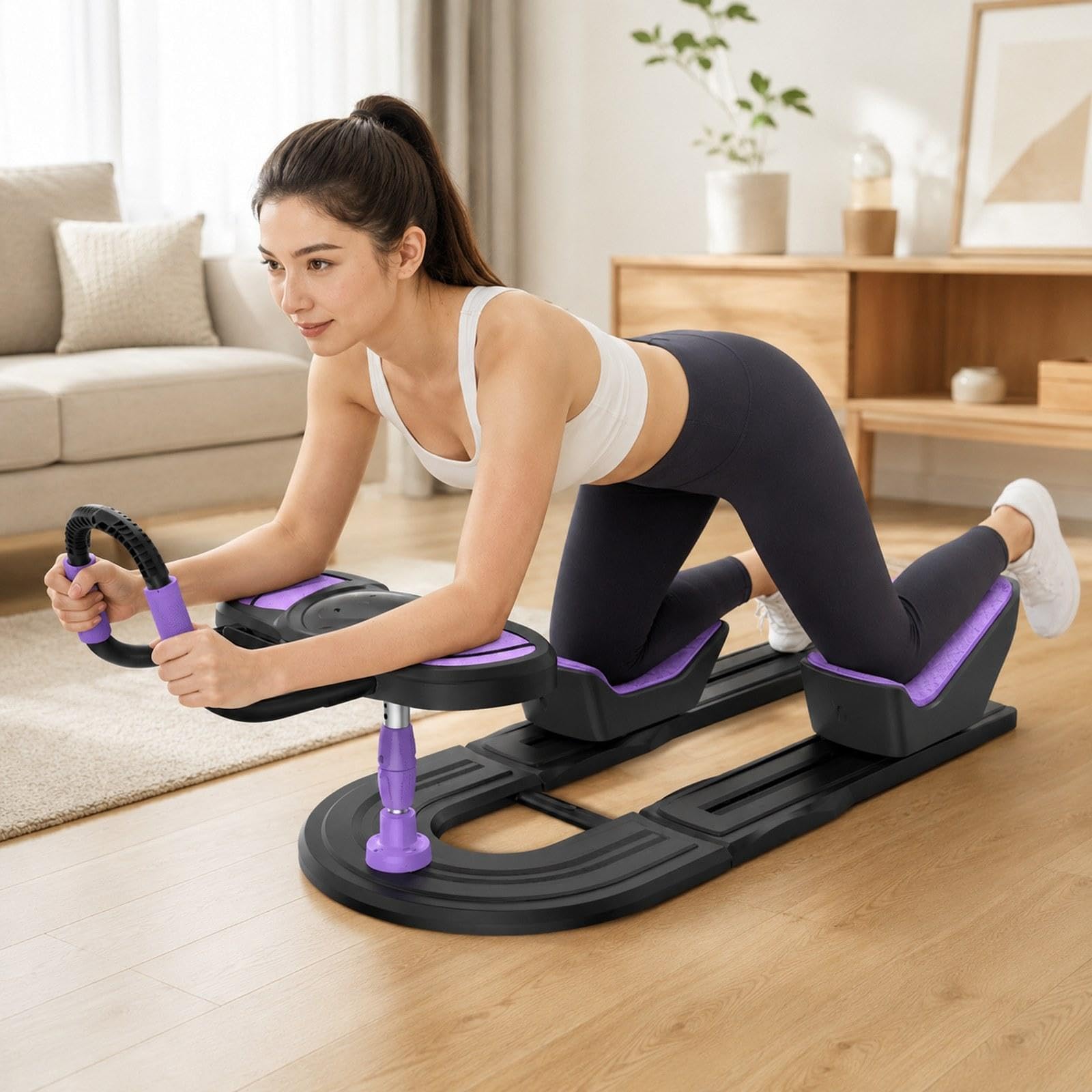 Dispositivo Pilates Reformer Tabla de Ejercicios Pilates Reformer Deslizante Tabla de Entrenamiento Central Equipo de Cuerpo Completo con Estructura S