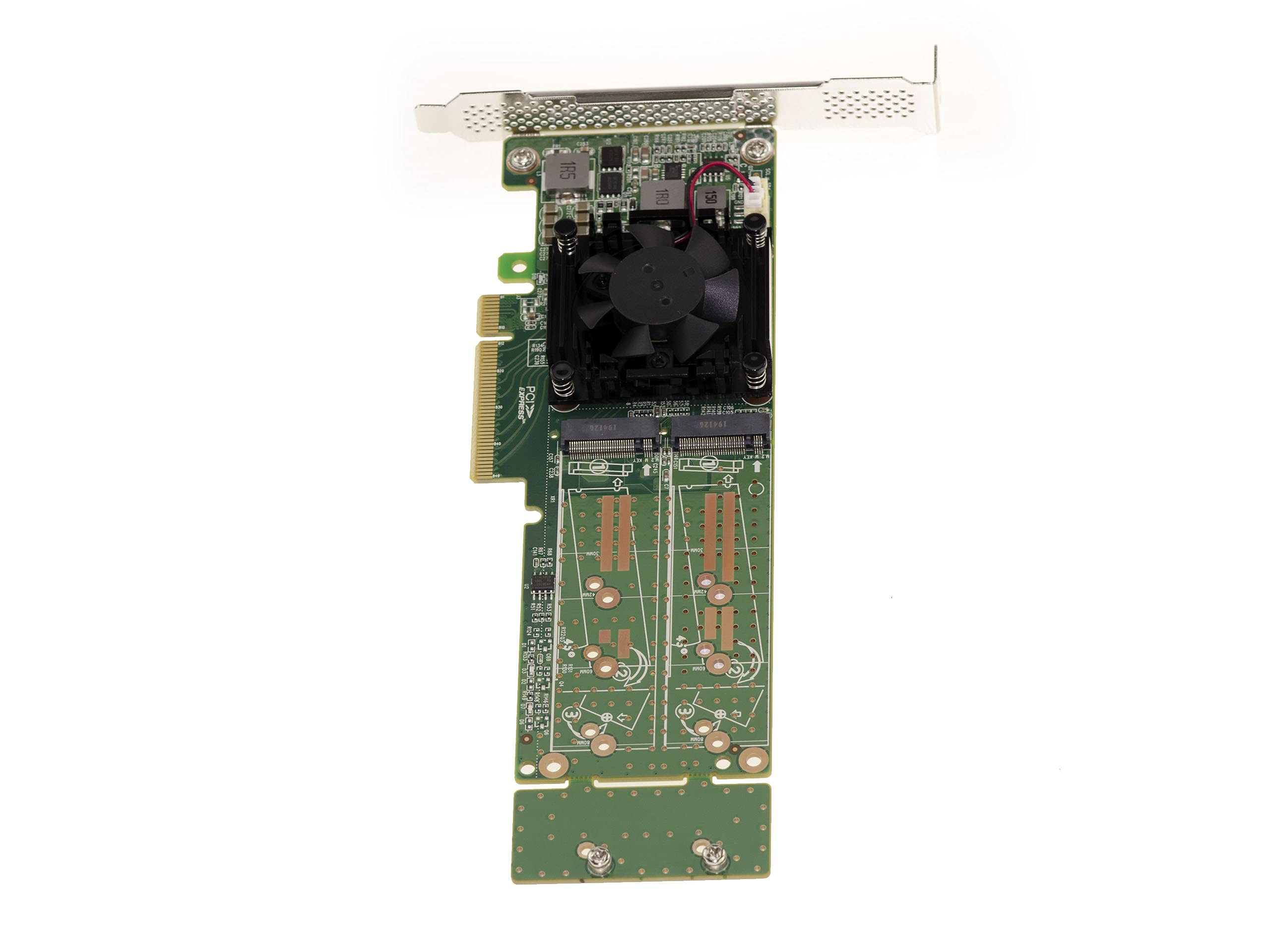 KALEA-INFORMATIQUE Tarjeta controladora M2 PCIe 3.0 x8 para 2 SSD M.2 NVMe M Key. Chipset PLX PEX 8747-32 GB por SSD, 64 G en Total. Perfil Alto y bajo.