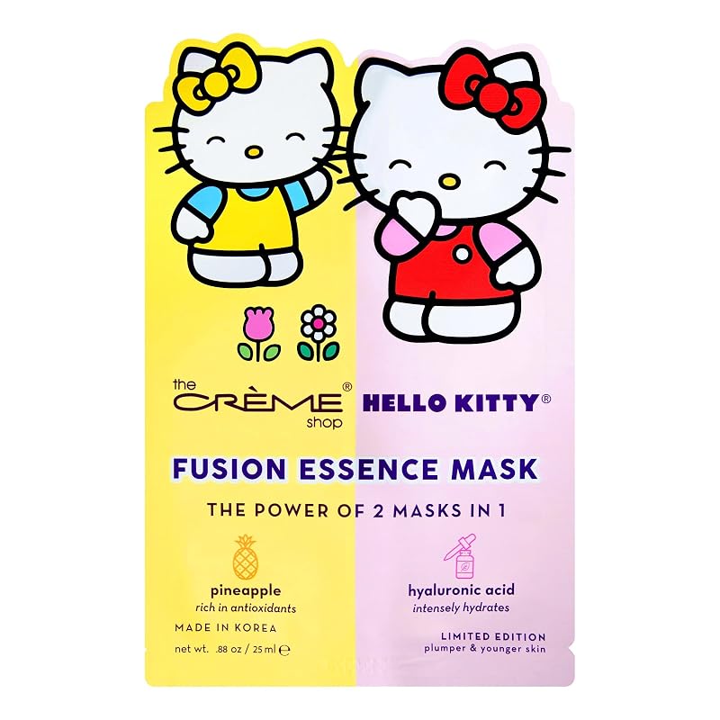 Máscara facial de essência The Crème Shop x Hello Kitty com abacaxi e ácido hialurônico — Pacote com 3