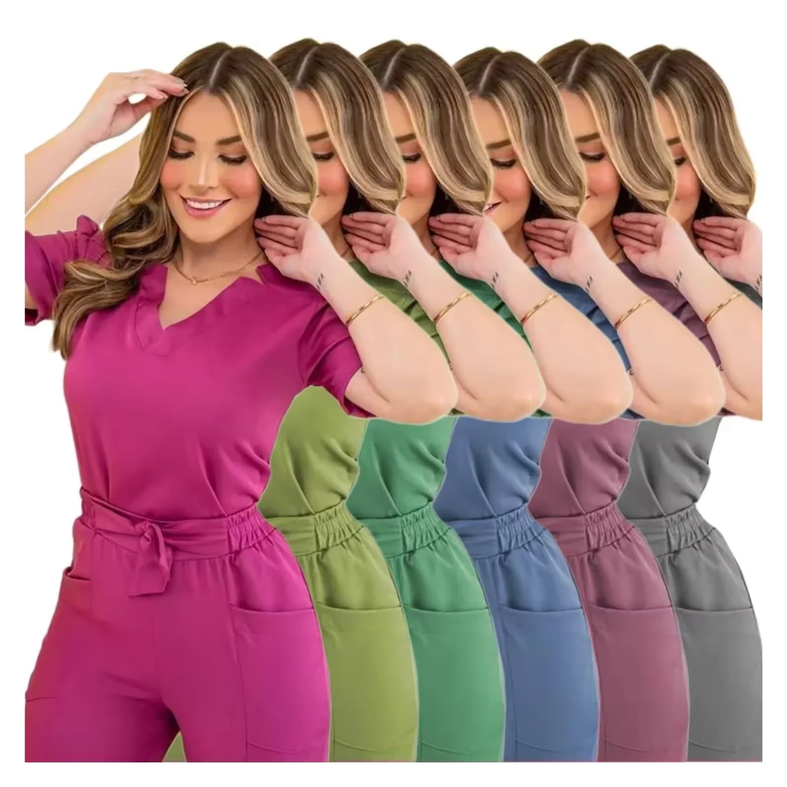 Uniforme de enfermería para mujer – Conjunto quirúrgico con pantalón y top Trabajo en clínica, spa u hospital