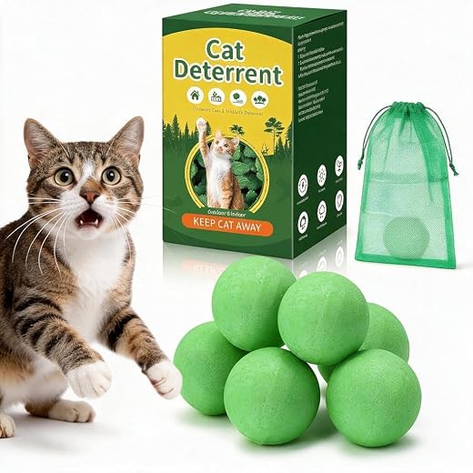 Cat Deterrent Outdoor & Indoor,Cat Repellent Essential Oils Ball Natural Anti Cat Scratch for Furniture, Keep Cats Off Yard Garden Lawn Plants Trash Can,Keep Cats Away, 10