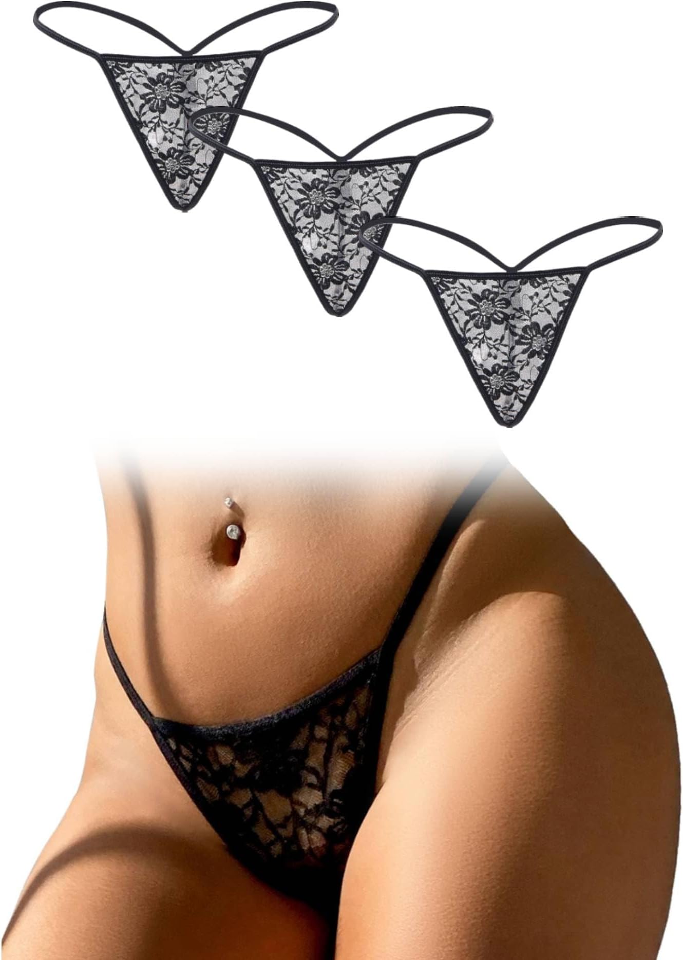Women's Lace G-strings Thongs Tangas Plus Size Floral Underwear Briefs