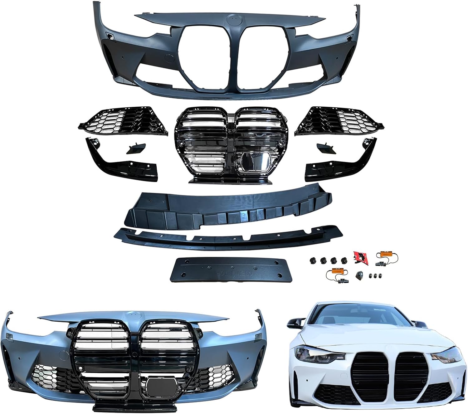 BMW M3 G80 Style Front Bumper Cover Kit For 2013 2014 2015 2016 2017 2018 BMW 3 Series F30 330i 320i 340i 328d 335 Upgrade to M3 G80 Style