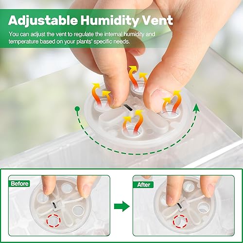 Miniatura 26 de Bonviee Paquete de 10 bandejas de inicio de semillas con tapa elevada, kit de bandejas de inicio de semillas gruesas de 120 celdas con ventilación