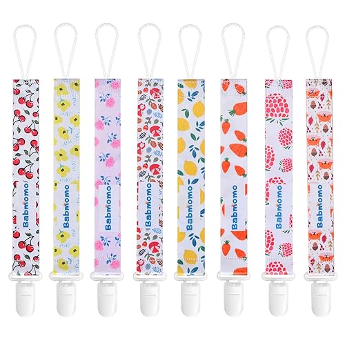 Clip para chupete, paquete de 8 soportes para chupete para niños y niñas, elegante correa de clip Binkie, se adapta a la mayoría de estilos de