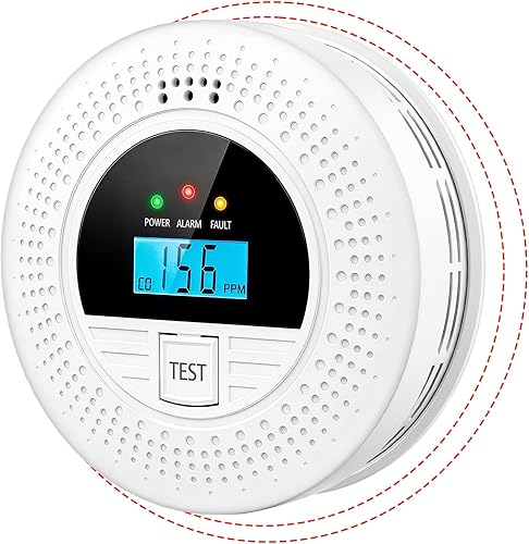 Paquete de 1 detector interconectado de humo y monóxido de carbono, botón de prueba y batería reemplazable, alarma de humo y CO para el hogar,