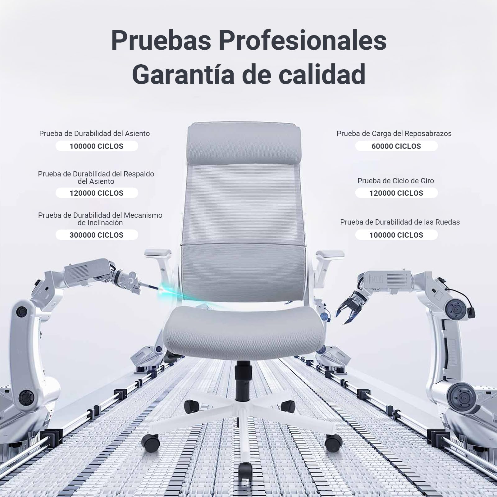 MELOKEA Silla de Oficina, Silla de Escritorio, Reposabrazos Abatibles, Gris | Reposacabezas Ajustable, Asiento Mullido, Soporte Lumbar Ergonómico, Transpirable, Ahorro de Espacio, Certificada EN 1335
