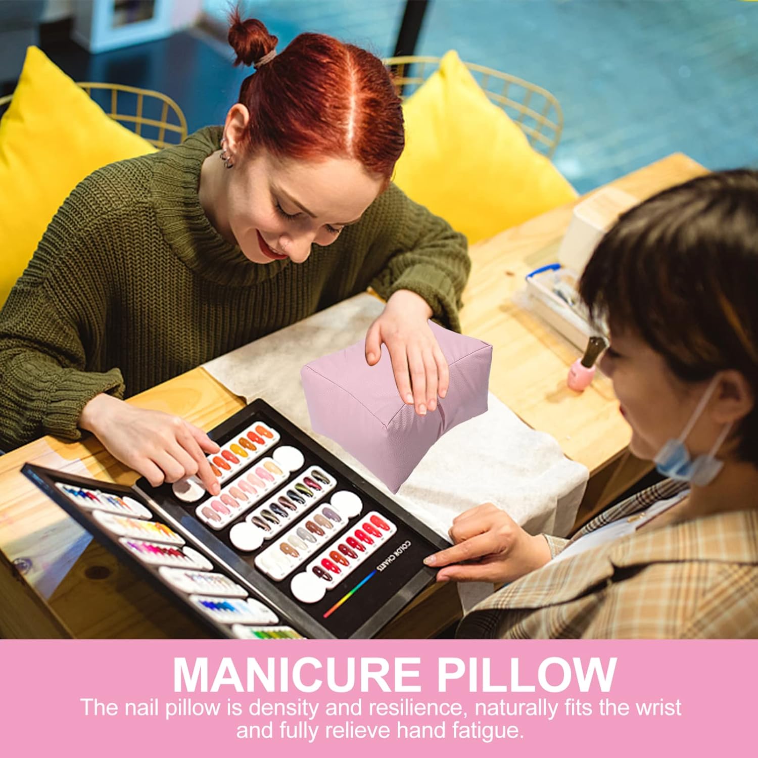 HEALLILY 1pc Nail Art Hand Pillow Beauty Sponge Holder Armrest for Nail Clients Nail Art Rest Pillow Manicure Arm Rest Hand Resting Pad Nail Hand Rest Soft Pillow Pu Square Pink