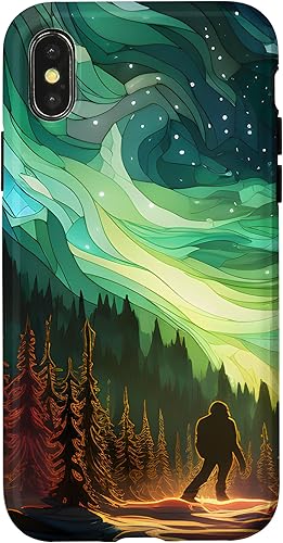 Miniatura 7 de Funda para iPhone 12 Pro Max Bigfoot Sasquatch Forest Northern Lights Starry Sky