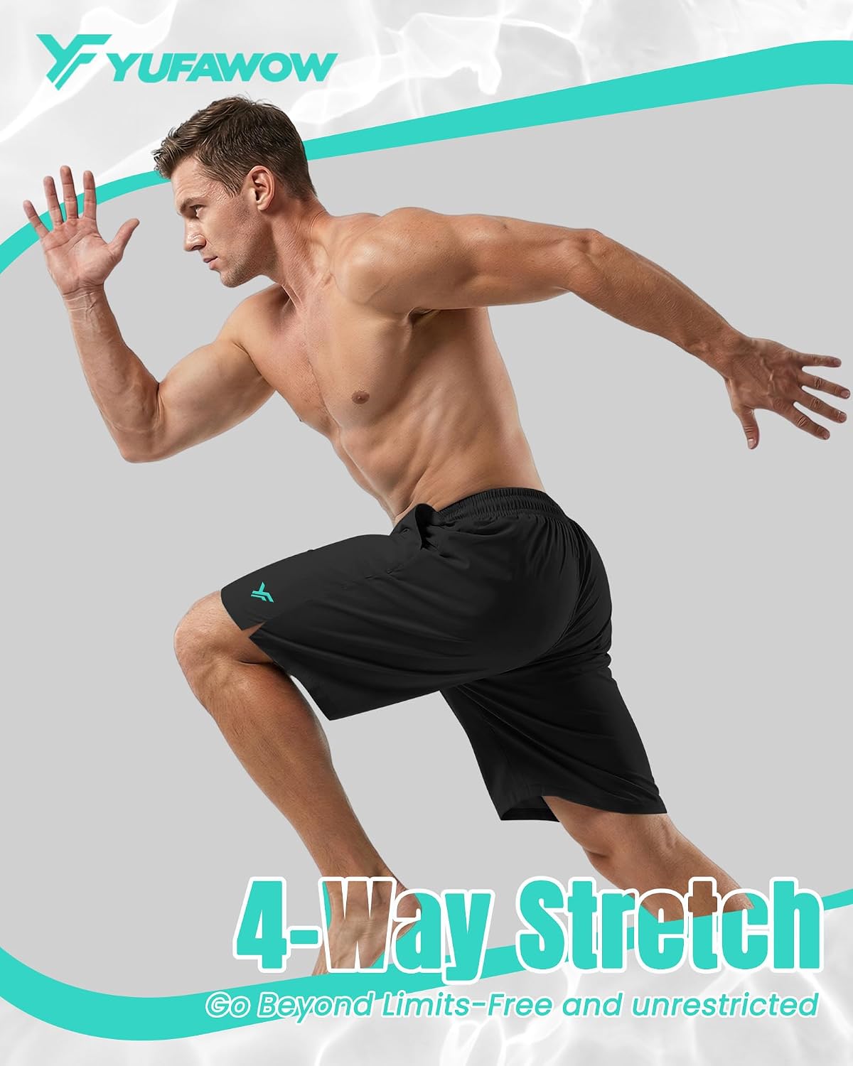 Yufawow 9 Inches Men's Swim Trunks with Mesh Lining and Quick Dry Pockets for Board Beach Gym Running