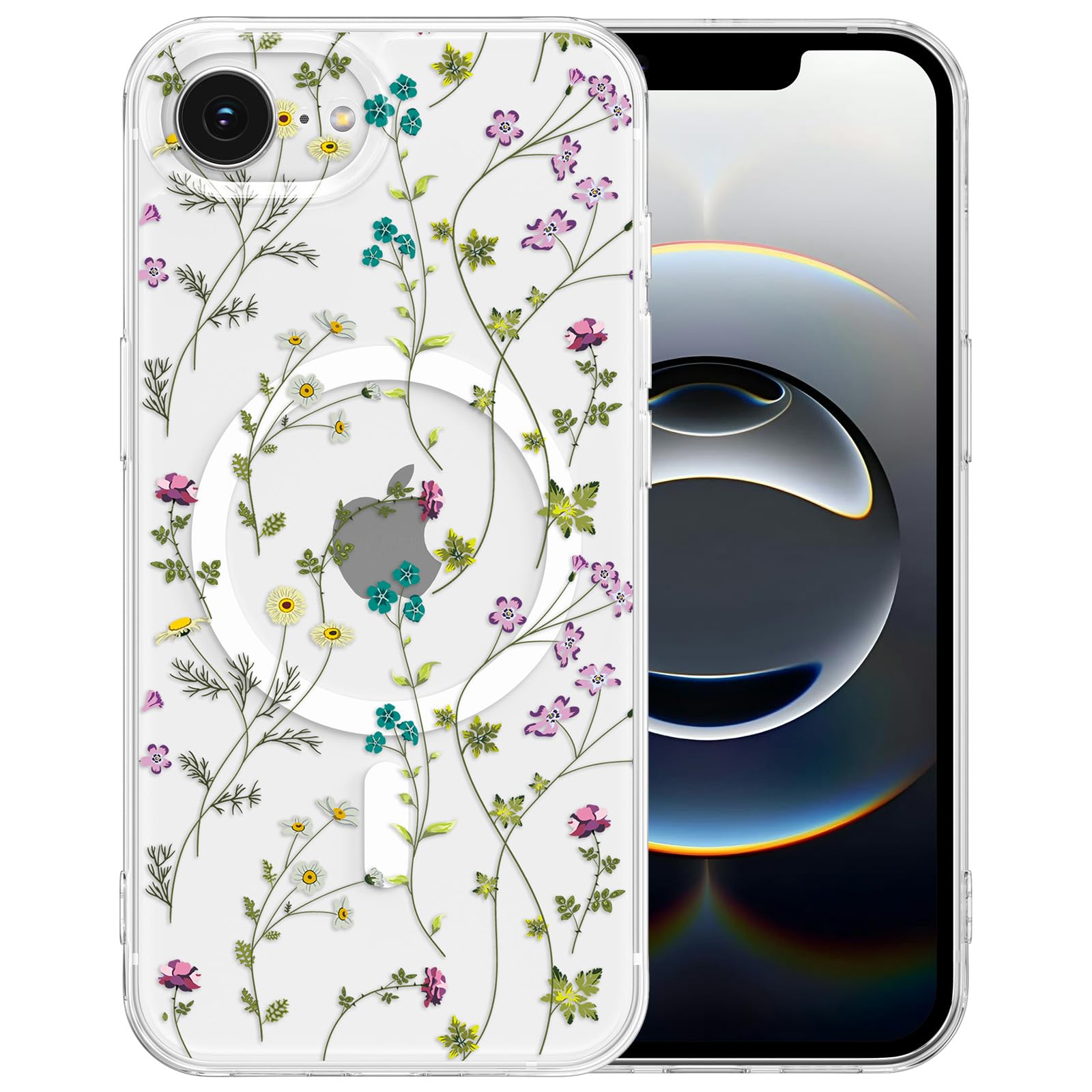 Photo 1 of RALEAVO Clear Floral Magnetic Case for iPhone 16e/17e