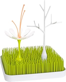 Boon Grass Countertop Drying Rack Bundle with Stem & Twig - Holds 4 Baby Bottles, Sippy Cups & Accessories, BPA-Free