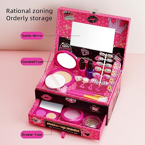 Miniatura 5 de Juego de maquillaje para niños, juego de simulación para niñas, 20 piezas de maquillaje de simulación para niños pequeños, juguetes de maquillaje
