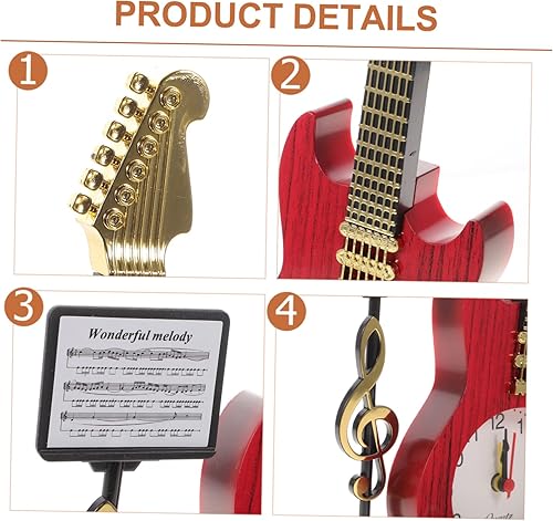 Miniatura 6 de KOMBIUDA Reloj despertador de guitarra, decoración del hogar, disco de vinilo, reloj de pared, reloj musical decorativo para vacaciones, reloj de