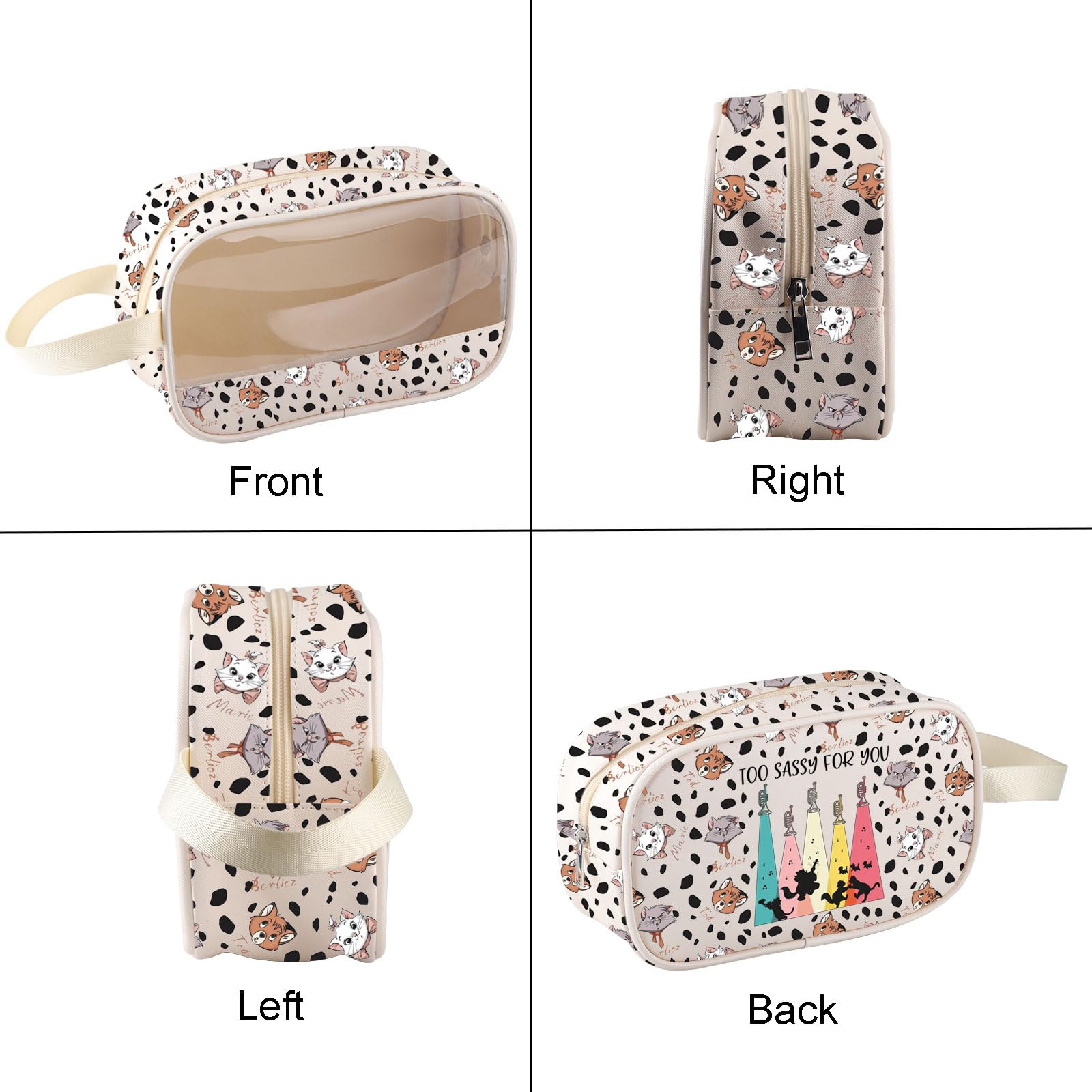 MEIKIUP Cartoon Cat Merch Marie Cat Clear Cosmetic Bag Marie Lady Gift Too Sassy for You Makeup Bag Travel Toiletry Storage Bag (Cartoon Cat Clear Bag-UK) - Image 3