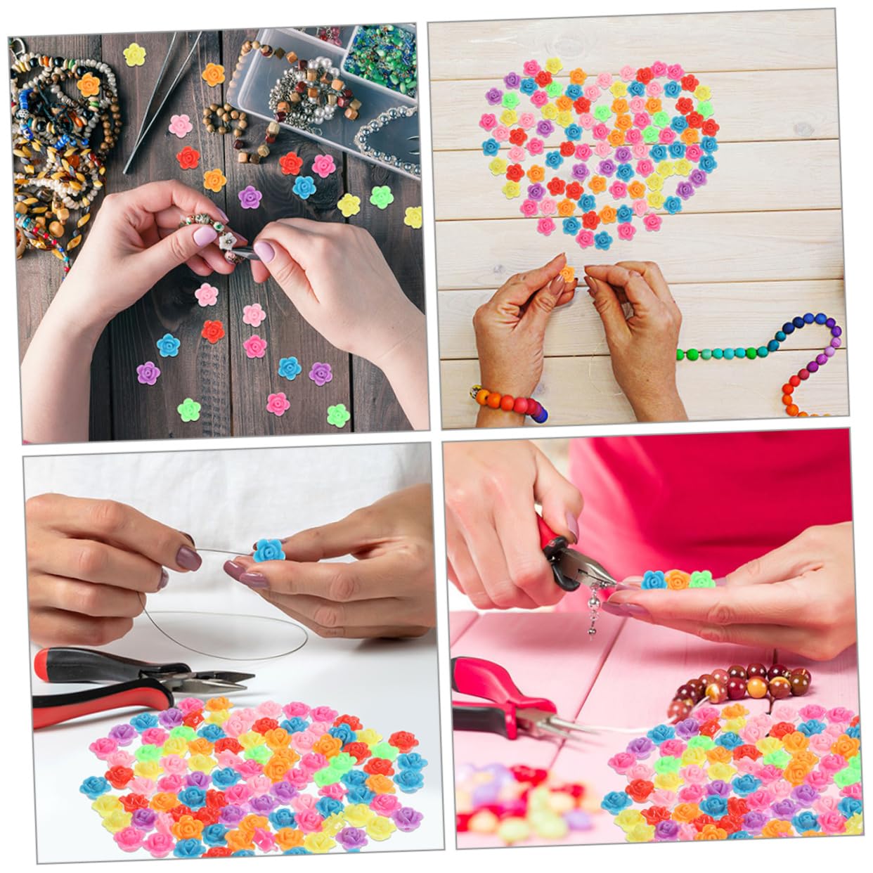 OSALADI 5 Series Abalorios De Flores De Rosa Para Manualidades Diy Accesorios De Joyería Perfectos Para Collares 200 Piezas X 5