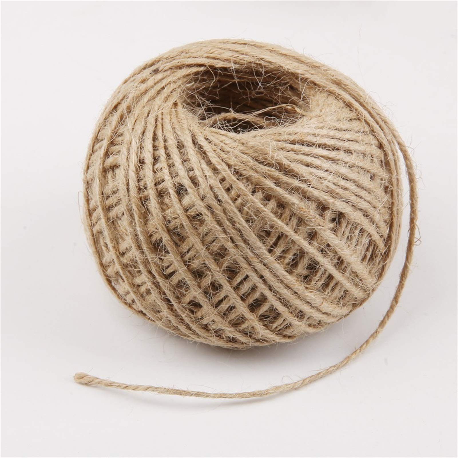Zkenshan-Natural Jute Twine 50M 2mm Burlap Hessian Jute Twine String Tag Label Hang Rope Wedding Home Decoration DIY Crafts Gift Packing Supplies, Natural Jute Fiber