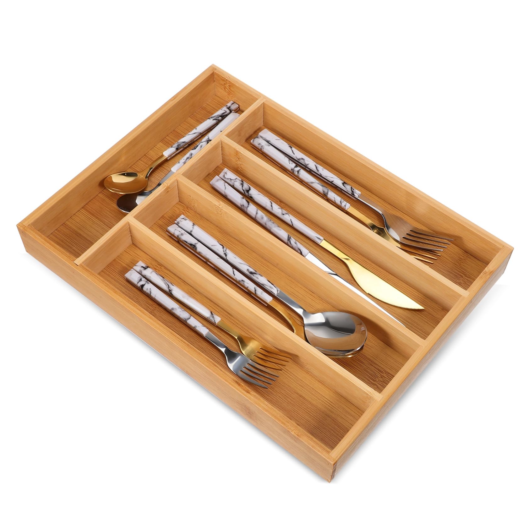 Organizador De Cajones De Cocina De 12.99X9.72X1.57In Bandeja para Cubiertos con Divisores Multifuncionales para Tenadores Y Almacenamiento Eficiente