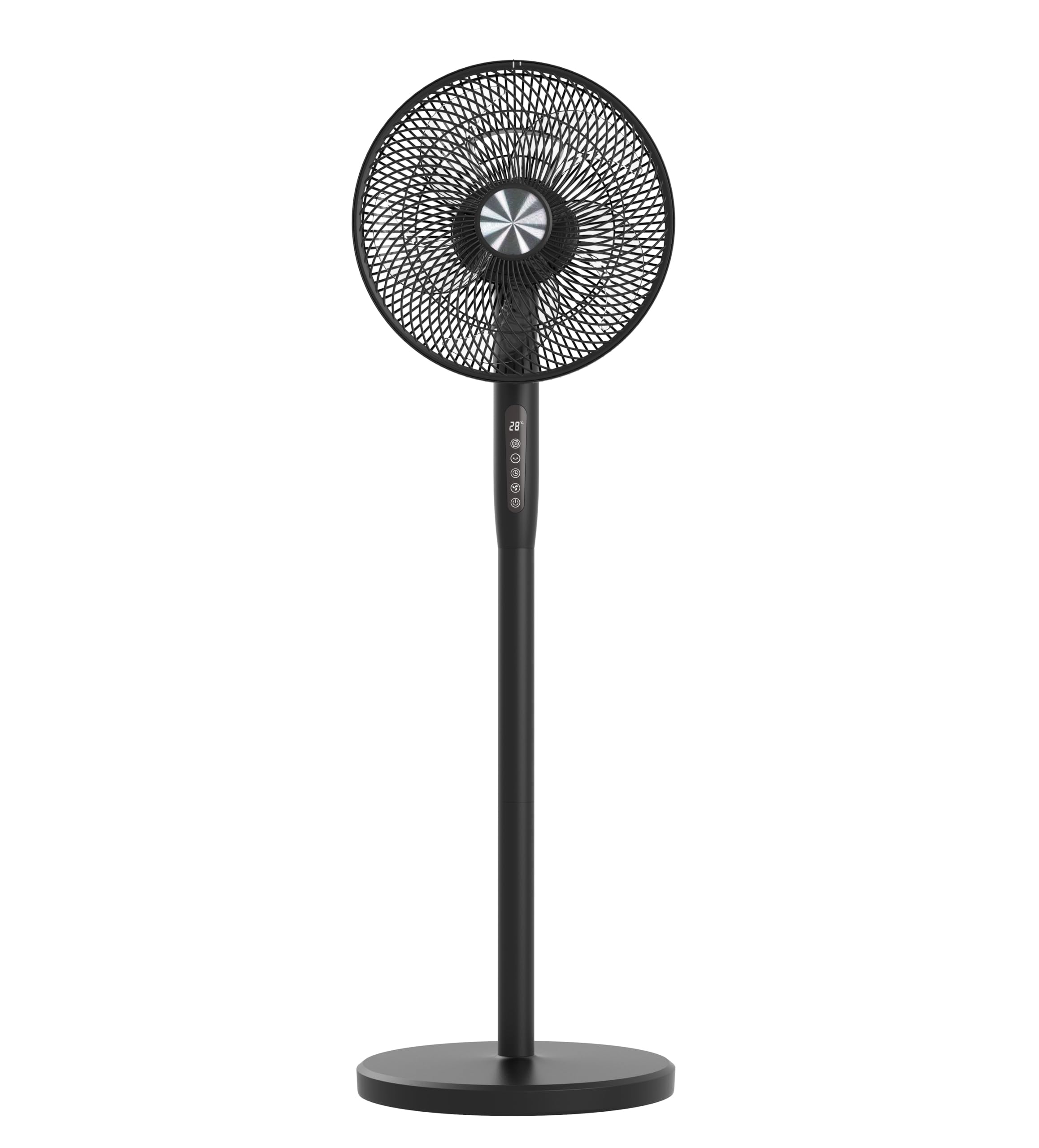 Techly 621680 Ventilatore 12" 2 in 1 con Piantana a 3 Altezze 12 velocità con Telecomando Oscillazione a 720° e Timer Nero