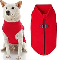 Gooby Zip-Up Fleece Dog Vest Jacket - Cozy Zipper Sweater with Leash Rings for Small Dogs, Red Medium