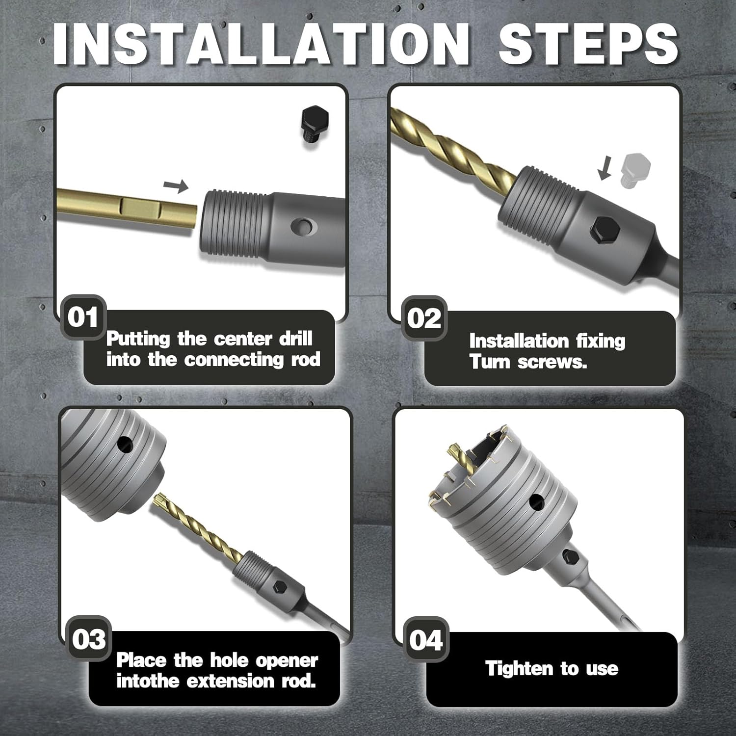 2 Concrete Hole Saw,50mm Masonry Hole Saw, with 110mm SDS Plus Shank Connecting Rod for Concrete Brick Cement Stone Wall Drilling Home Improvement