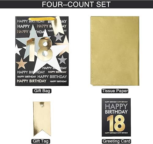 Miniatura 10 de Loveinside Bolsa de regalo de cumpleaños con papel de seda y tarjeta de felicitación para cumpleaños 40  10 x 5 x 13 pulgadas, 1 unidad, oro negro