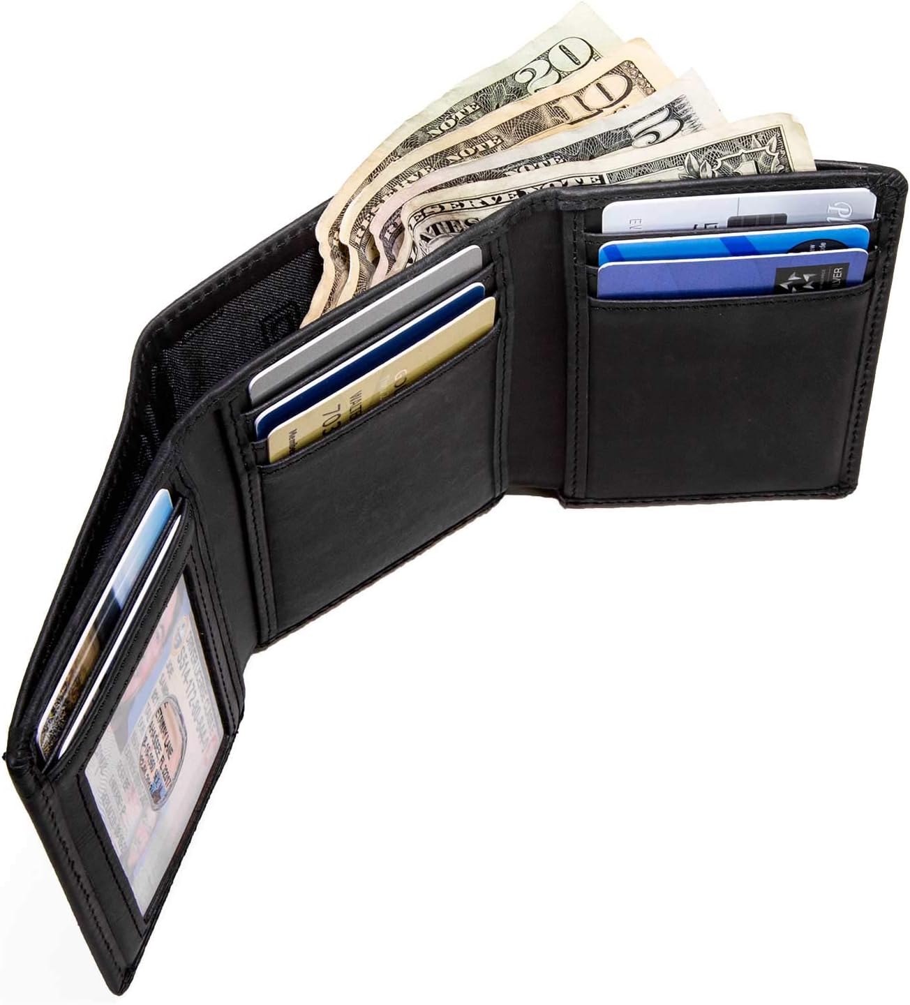 ID Stronghold RFID Blocking Trifold Wallet for Men - Rugged Genuine Leather - Image 3