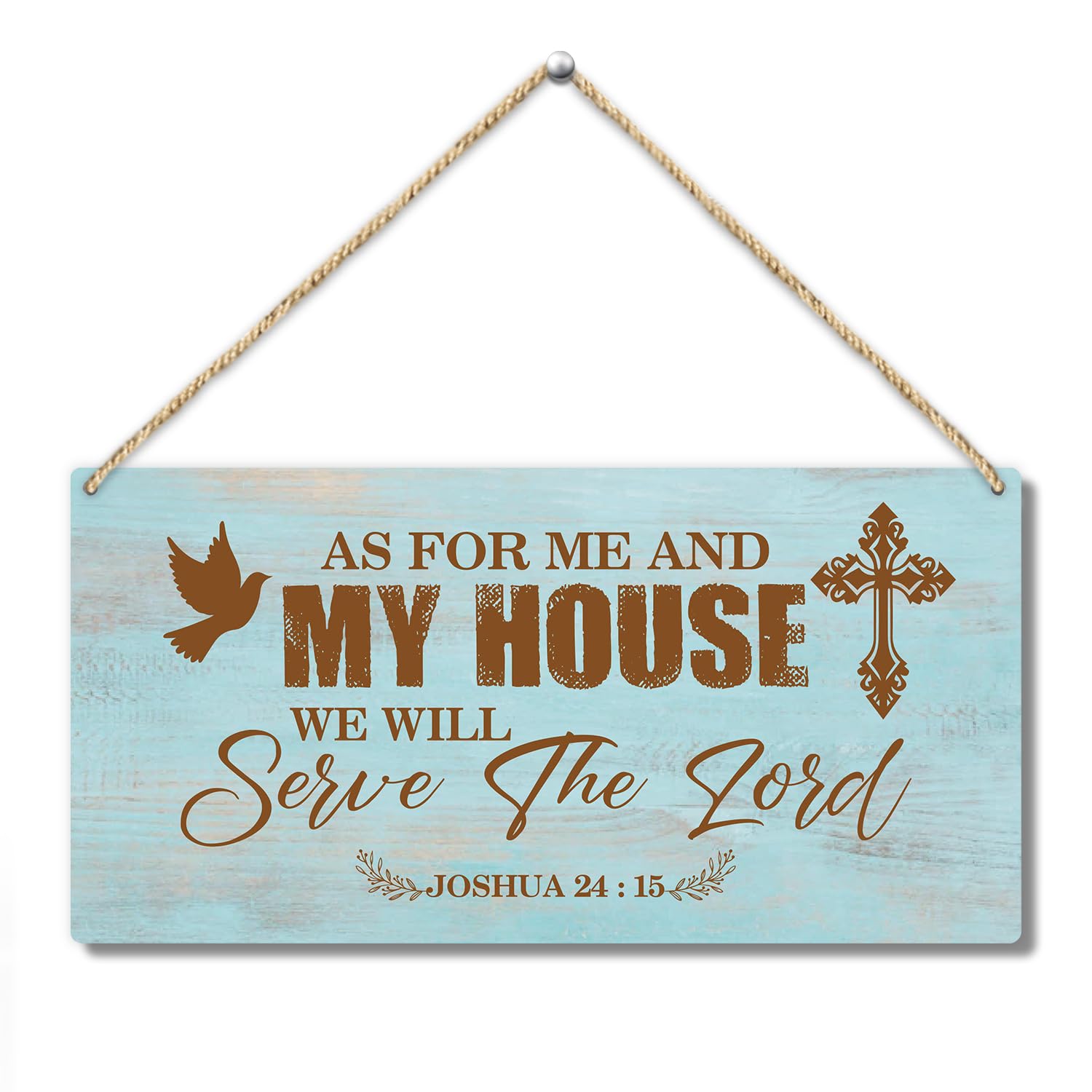 Bible Verses Front Door Wooden Sign, As For Me and My House We Will Serve the Lord Rustic Wall Plaque, Farmhouse Art Printed Decor Gift for Outdoor Indoor Home -36-image-14