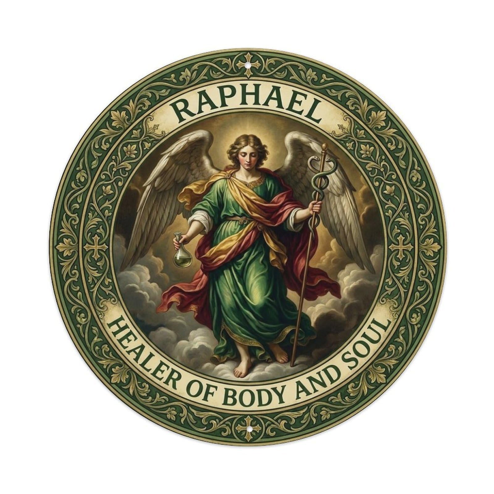 Healing Grace Archangel Raphael Healer of Body And Soul Metal Tin Sign