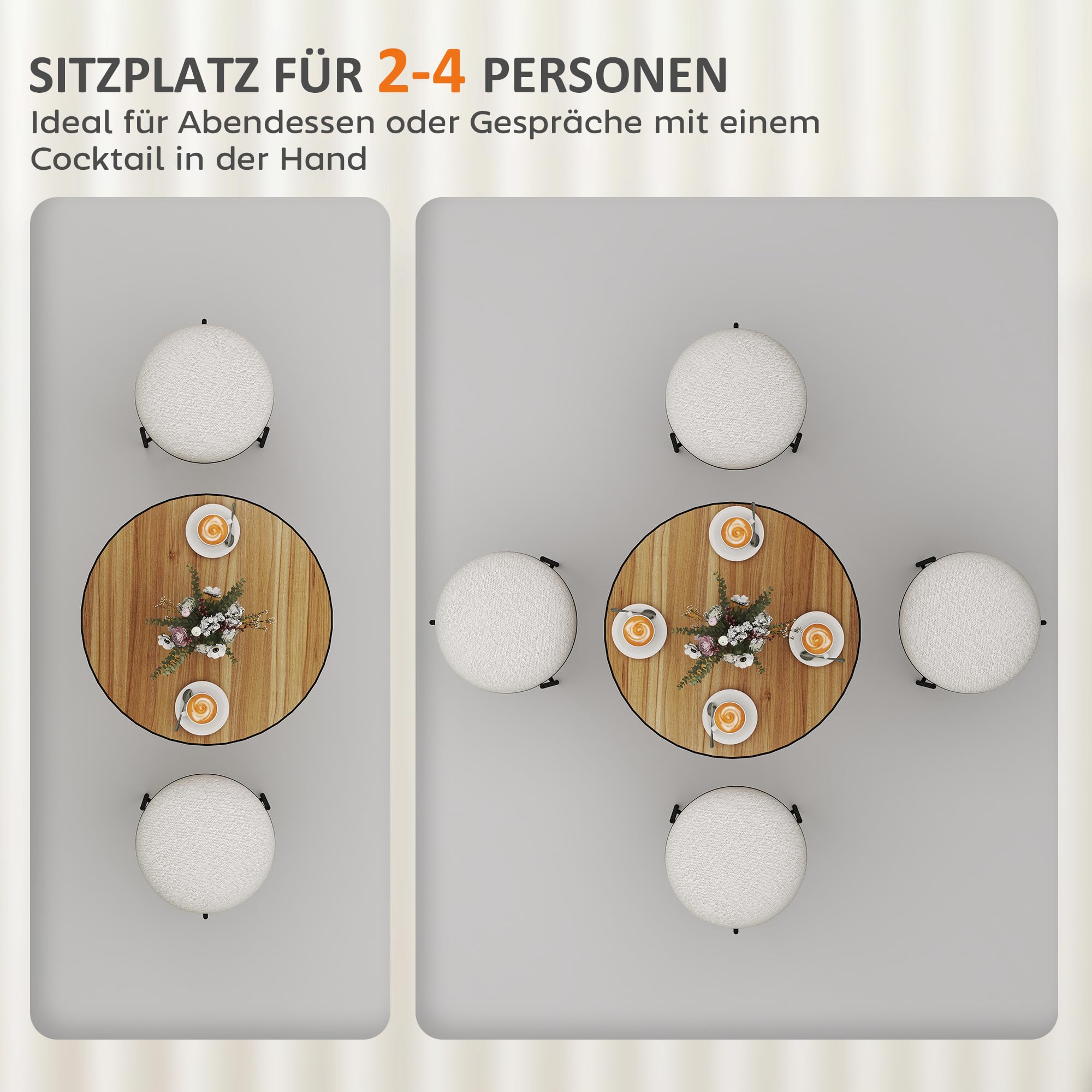 HOMCOM Okrągły stół kuchenny dla 4 osób, Ø70x76 cm dąb