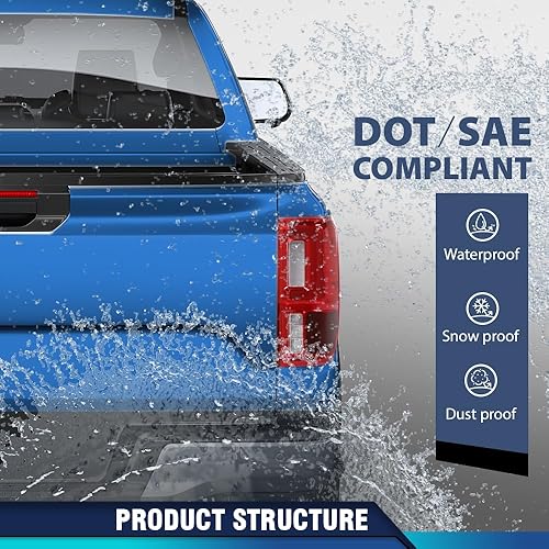 Miniatura 54 de PIT66 Luces traseras, compatibles con Ford F150 2009 2010 2011 2012 2013 2014 Conjunto de luces de freno traseras izquierda y derecha, lente roja