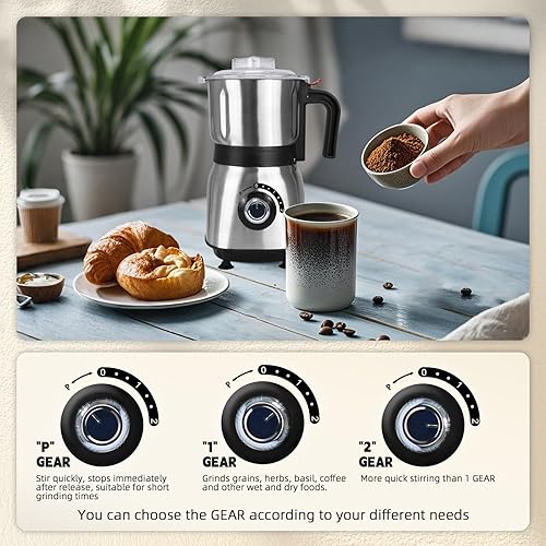 Miniatura 4 de Molinillo de especias eléctrico, molinillo de nueces de hierbas para cocina, molinillos de espresso desmontables con cuchillas de acero inoxidable,