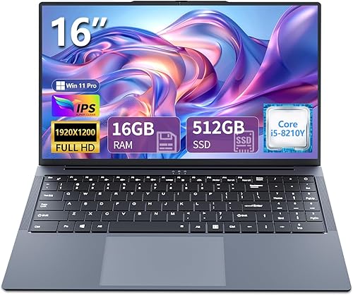 Laptop i5 2025, computadora portátil de 16 pulgadas de hasta 3.60 GHz, computadoras portátiles tradicionales con 16 GB de RAM 512 GB SSD, FHD 1920 x