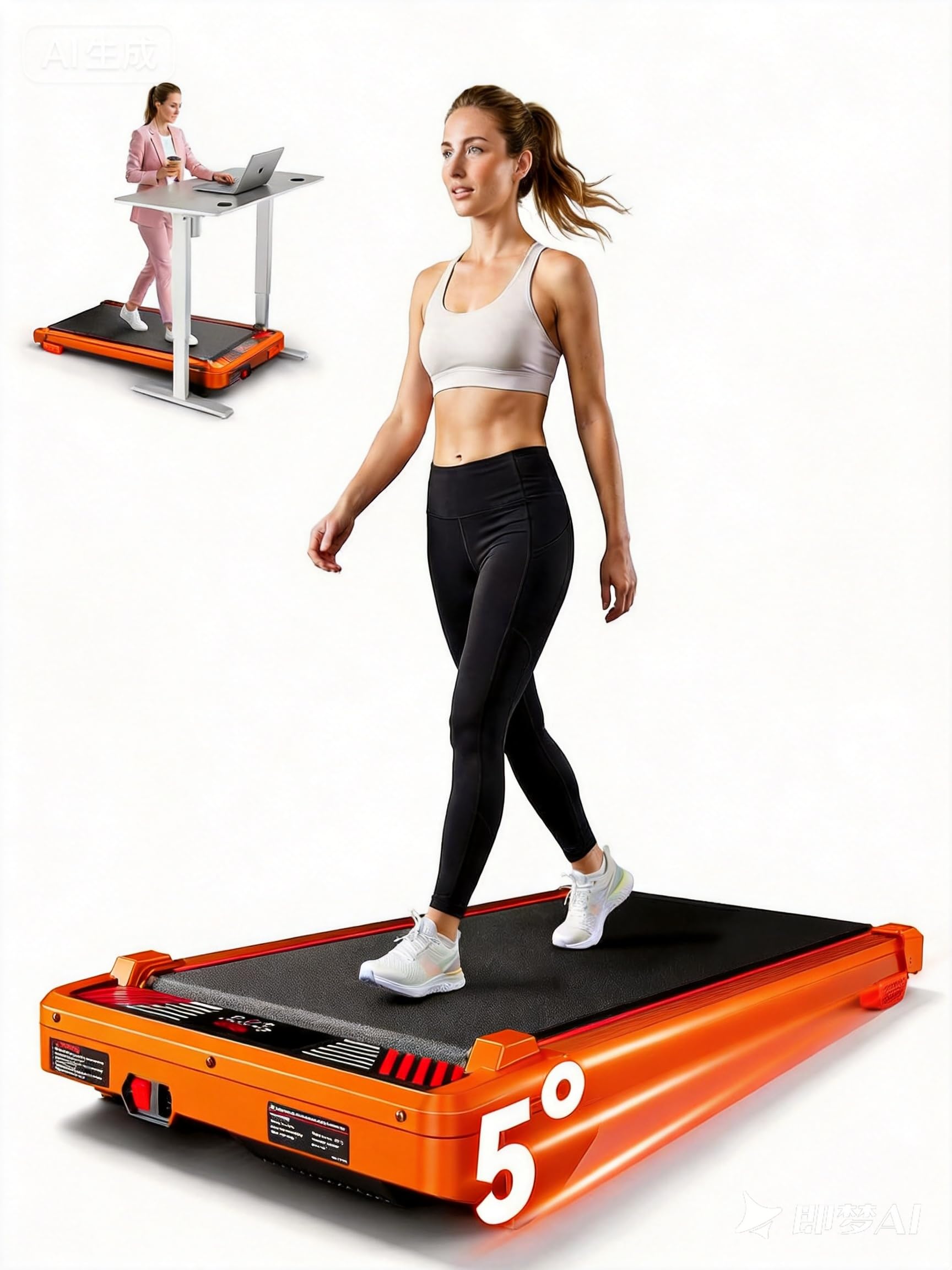 Walking Pad Treadmill, BestGod Incline Under Desk Treadmill 330lbs Capacity, 2.5HP Portable Treadmills for Home, Compact Treadmills Mini Running Machine with Remote Control