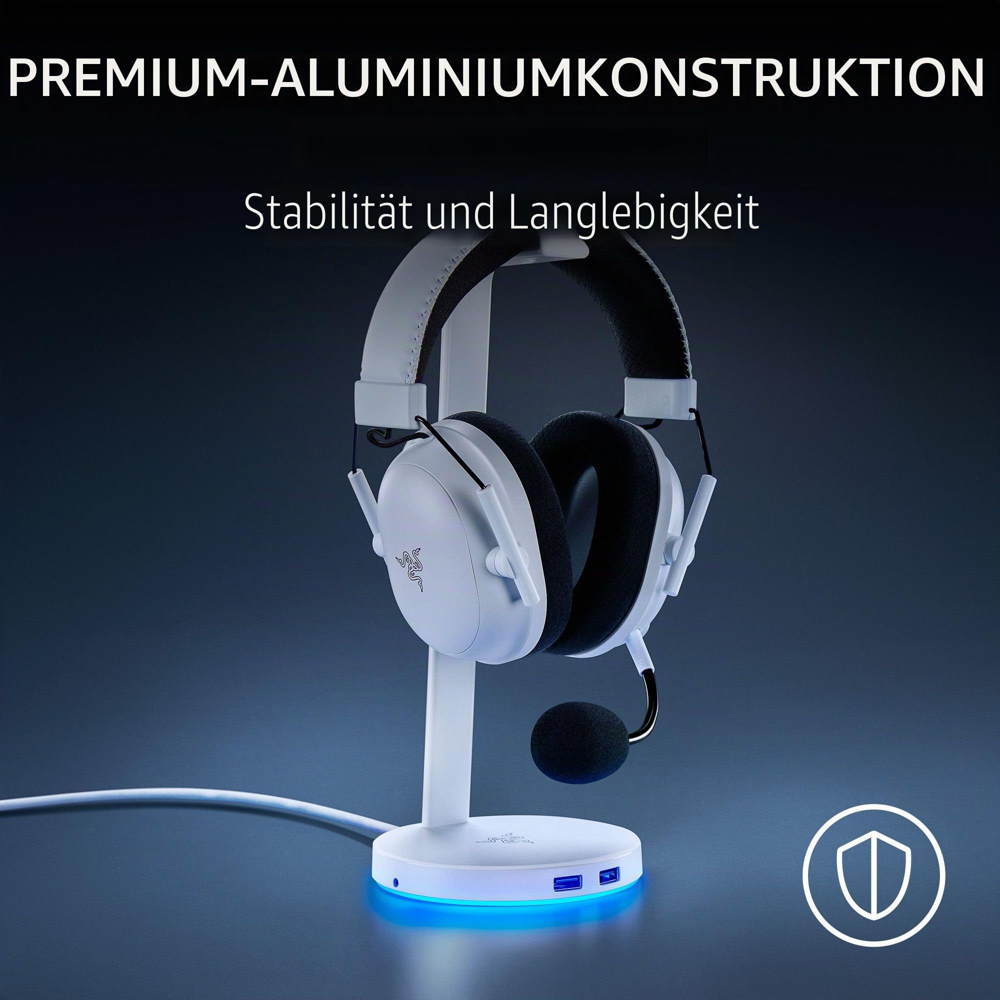 Razer Base Station V2 Chroma (Mercury) - Headset-Ständer mit USB-Hub und RGB-Beleuchtung (mit 7.1 Surround Sound, Integrierter Kopfhörer-Halter, rutschfester Standfuß) Weiß