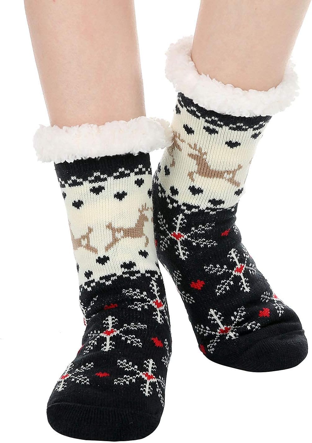 Chassic Sherpa Lined Slipper Socks for Women, Non-Slip Cozy Winter House Socks, Soft Fuzzy Socks, Christmas Gifts for Women & Ladies Stocking Stuffers - Image 4