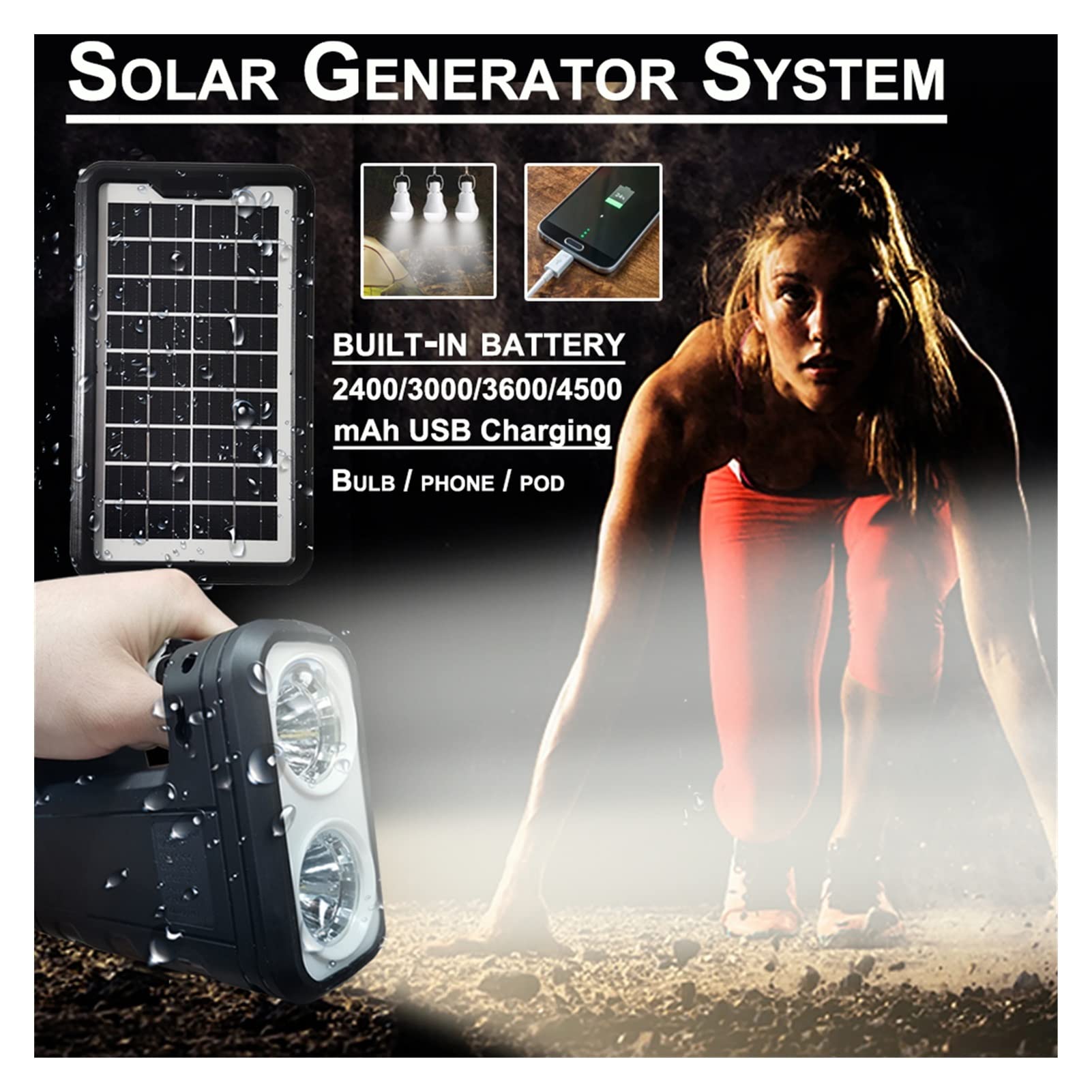 12 Volt/24 Volt Solarpanel-Kit Solar -Ladesystem Lantern Set Outdoor Wiederaufladbare Power Bank Solar Panel Kit Tragbar USB Ladegerät For Camp -Wandern Im Freien für Off-Grid-Anwendungen(Package E)