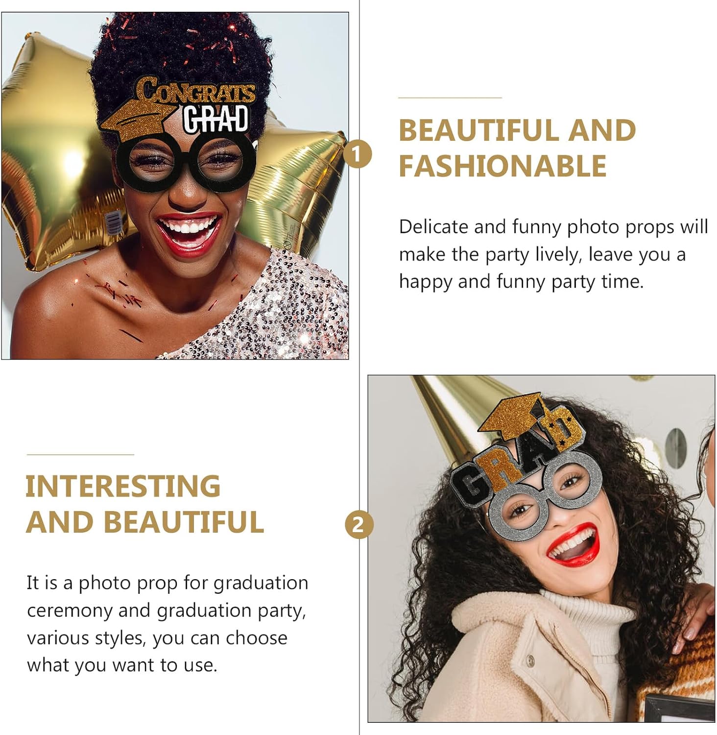 SHINEOFI Graduation Party Photo Booth Props 6pcs Eyeglasses Photo Props Creative Graduation Season Decor Glasses for Celebration and Party Supplies