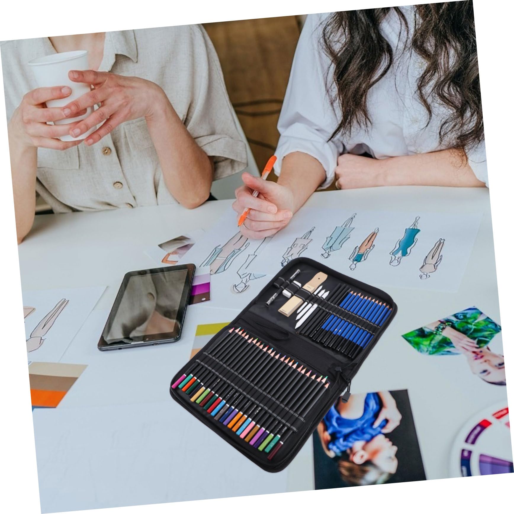 VILLCASE 95pièces Coffret de Crayons de Couleur pour Dessin Crayons Fusain et Rallonge Inclus